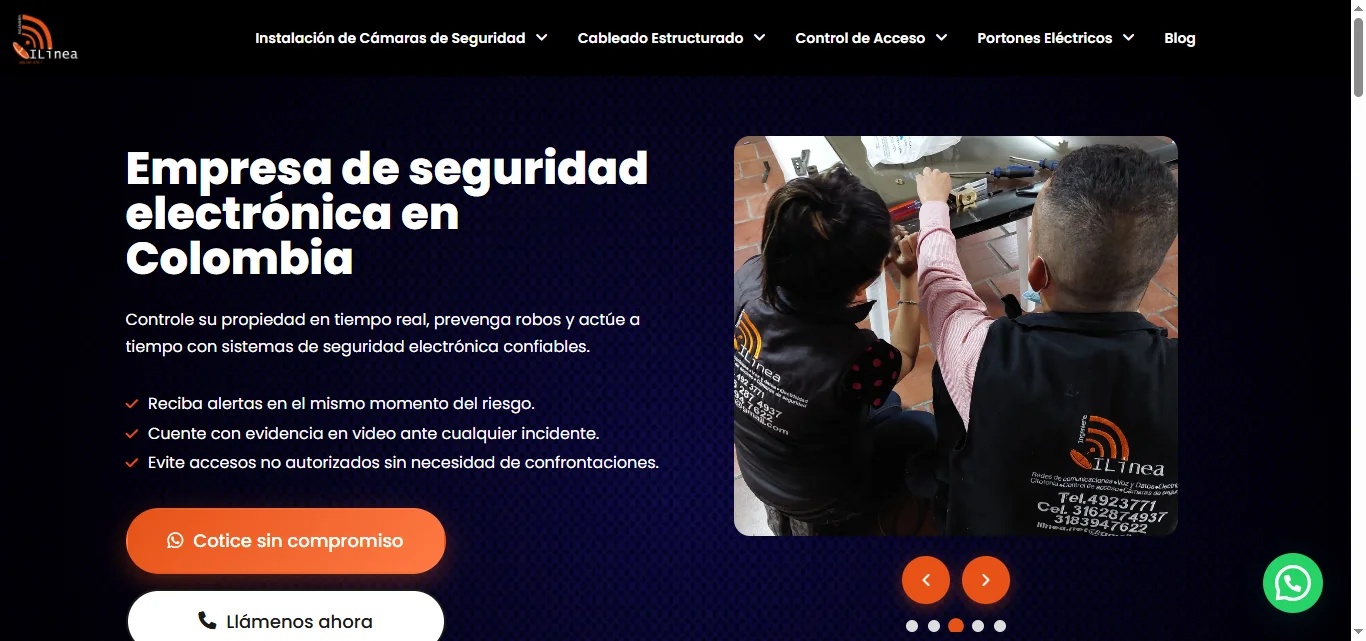 Portafolio web: ilinea.com.co diseñada por Marketing CPE con posicionamiento SEO orgánico integrado